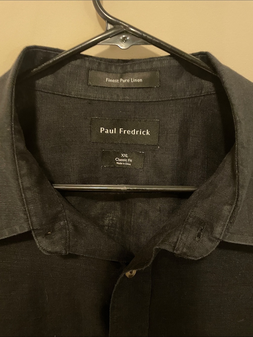 Paul Fredrick Black Linen Classic Button-Down Shirt